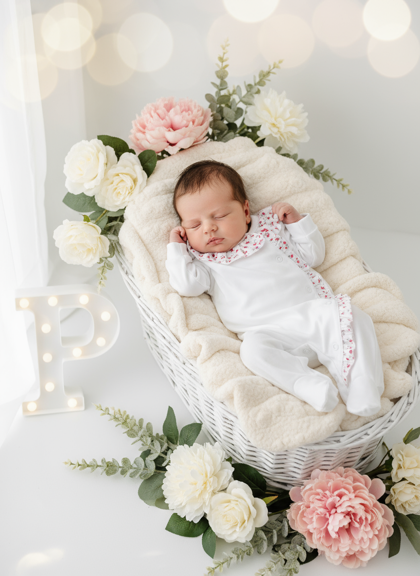 Babygrow tema flores em algodão