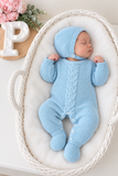 Babygrow e touca azul- saída de maternidade