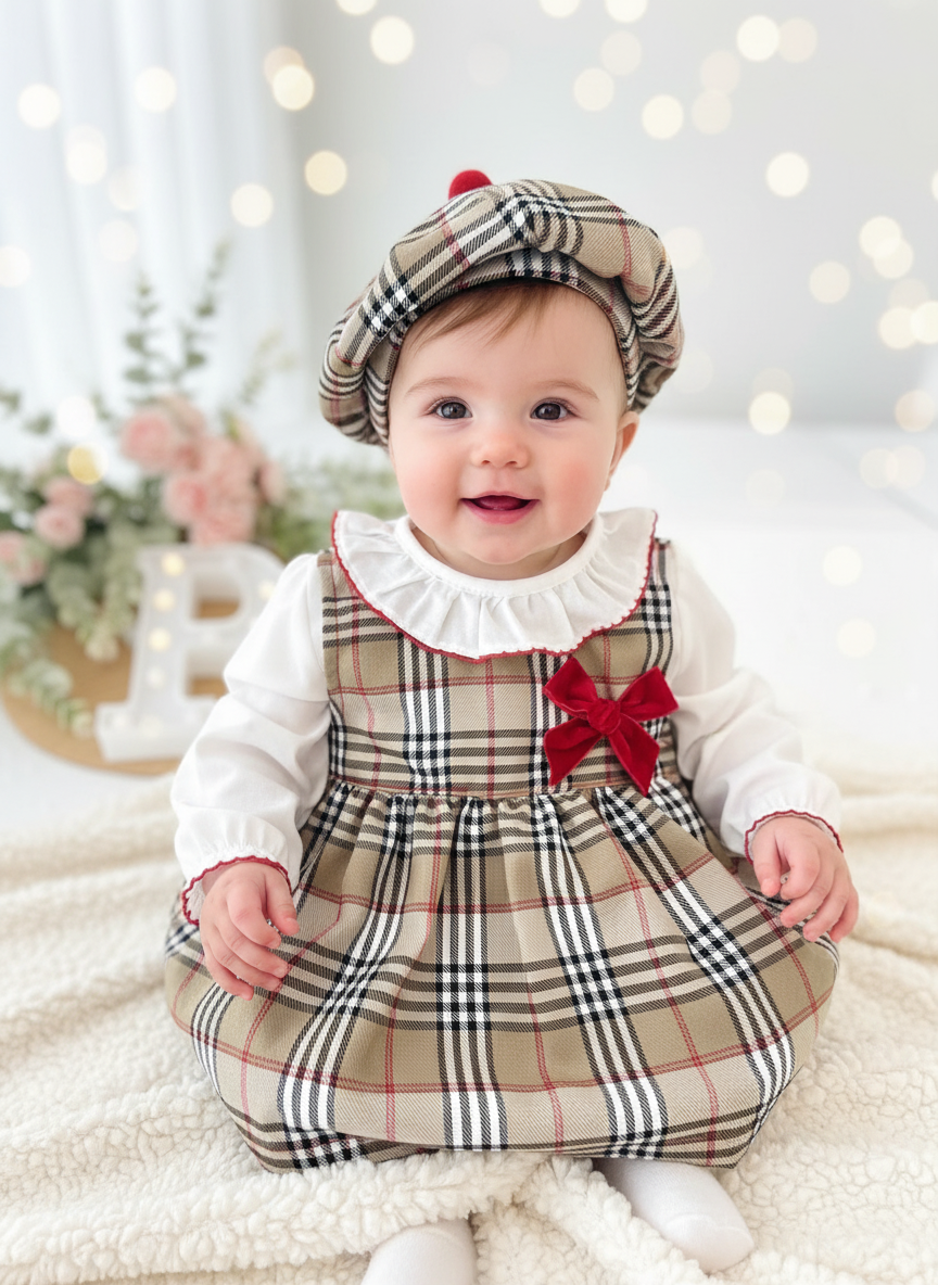 Vestido, blusa e bóina estilo Burberry 2.0