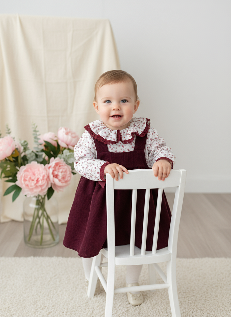 Conjunto Bordeaux Floral