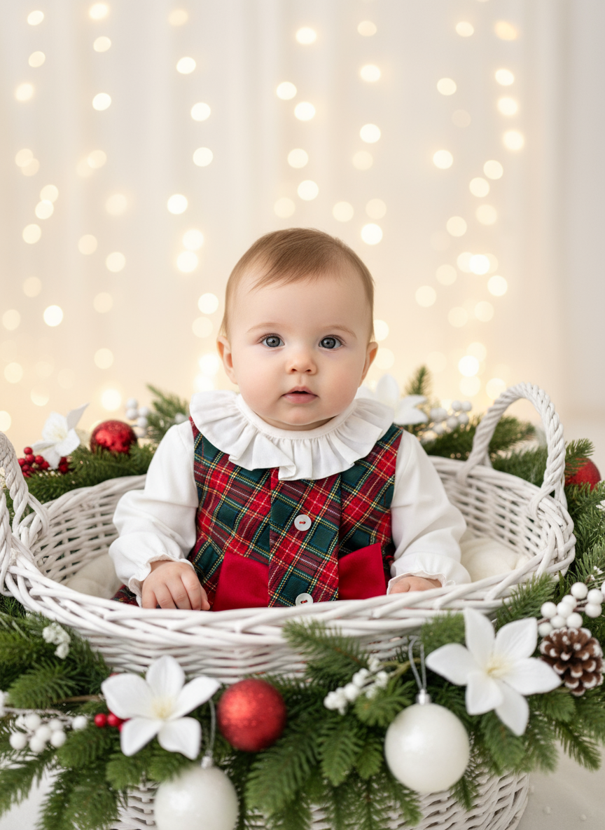 Conjunto laço verde: vestido xadrez  e camisa