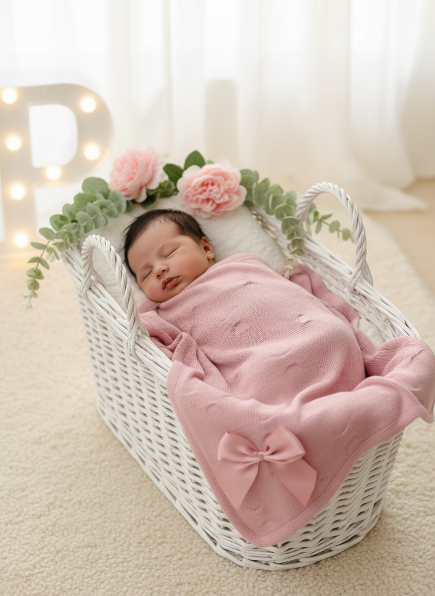 Manta dupla (malha e tecido polar) com laço