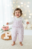 Conjunto balões rosa: Jardineiras forradas e camisola Outono Inverno