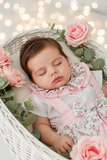 Conjunto Leonor: saia/tapa fraldas e blusa 6-36M