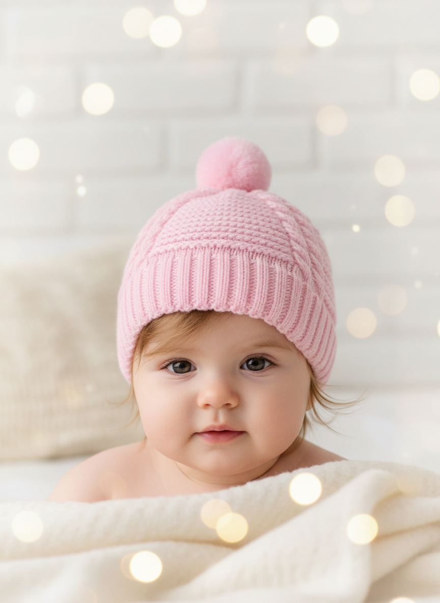 Gorro em malha com pompom
