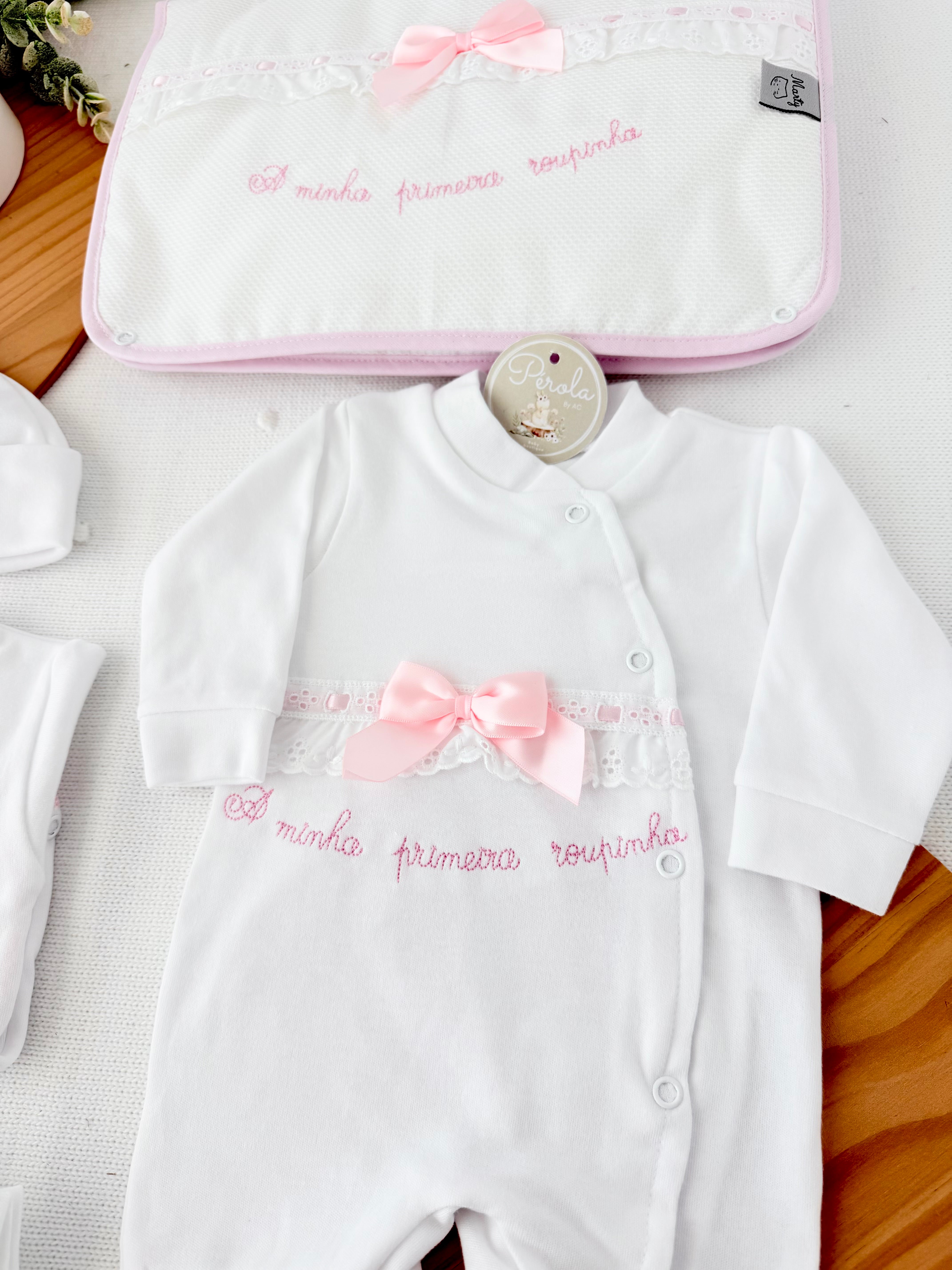 Conjunto primeira roupinha algodão tema renda- oferta carapins