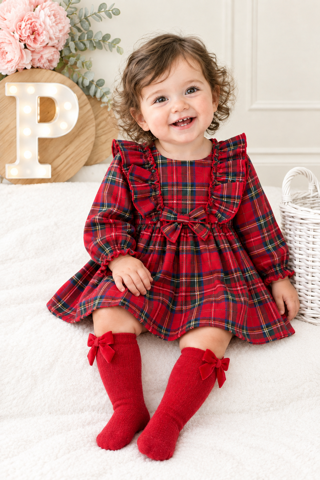 Vestido xadrez vermelho menina- 6-12-18M