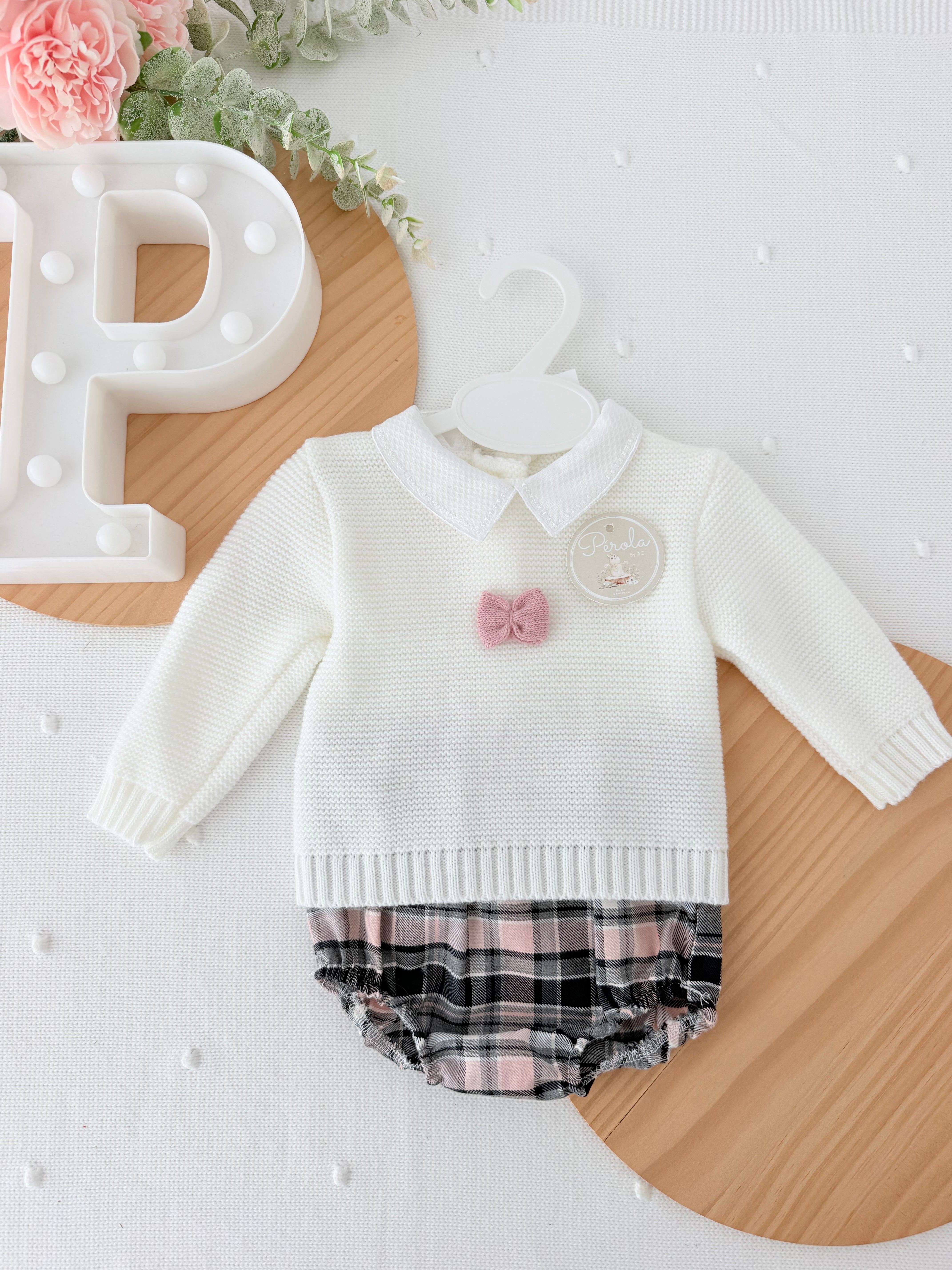 Conjunto rosa: camisola e tapa fraldas 1/3M