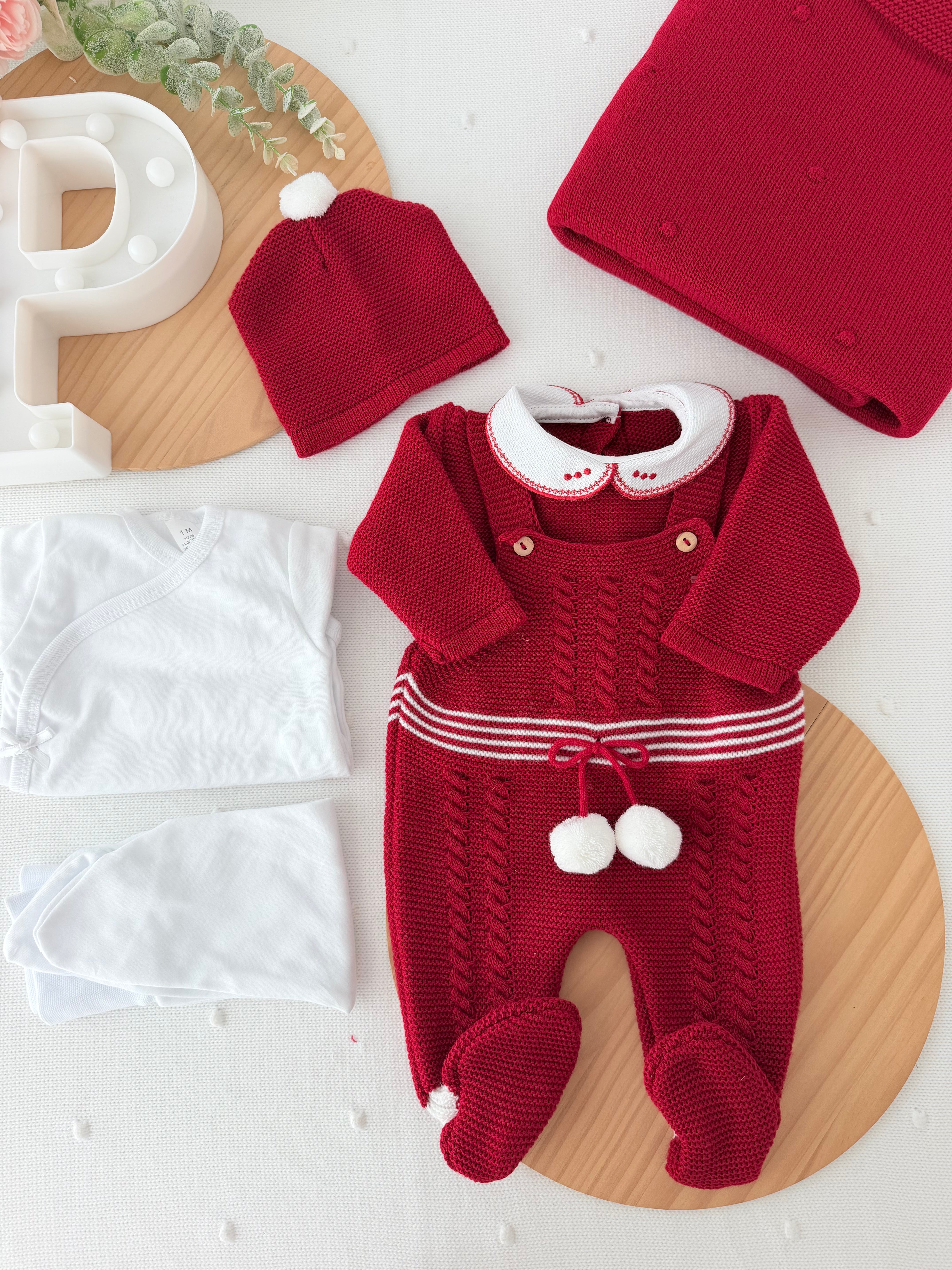 Pack saída de maternidade vermelho com manta