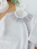 Babygrow tema flores em VELUDO Branco