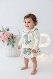 Conjunto dinossauro menina: camisola com capuz e calções