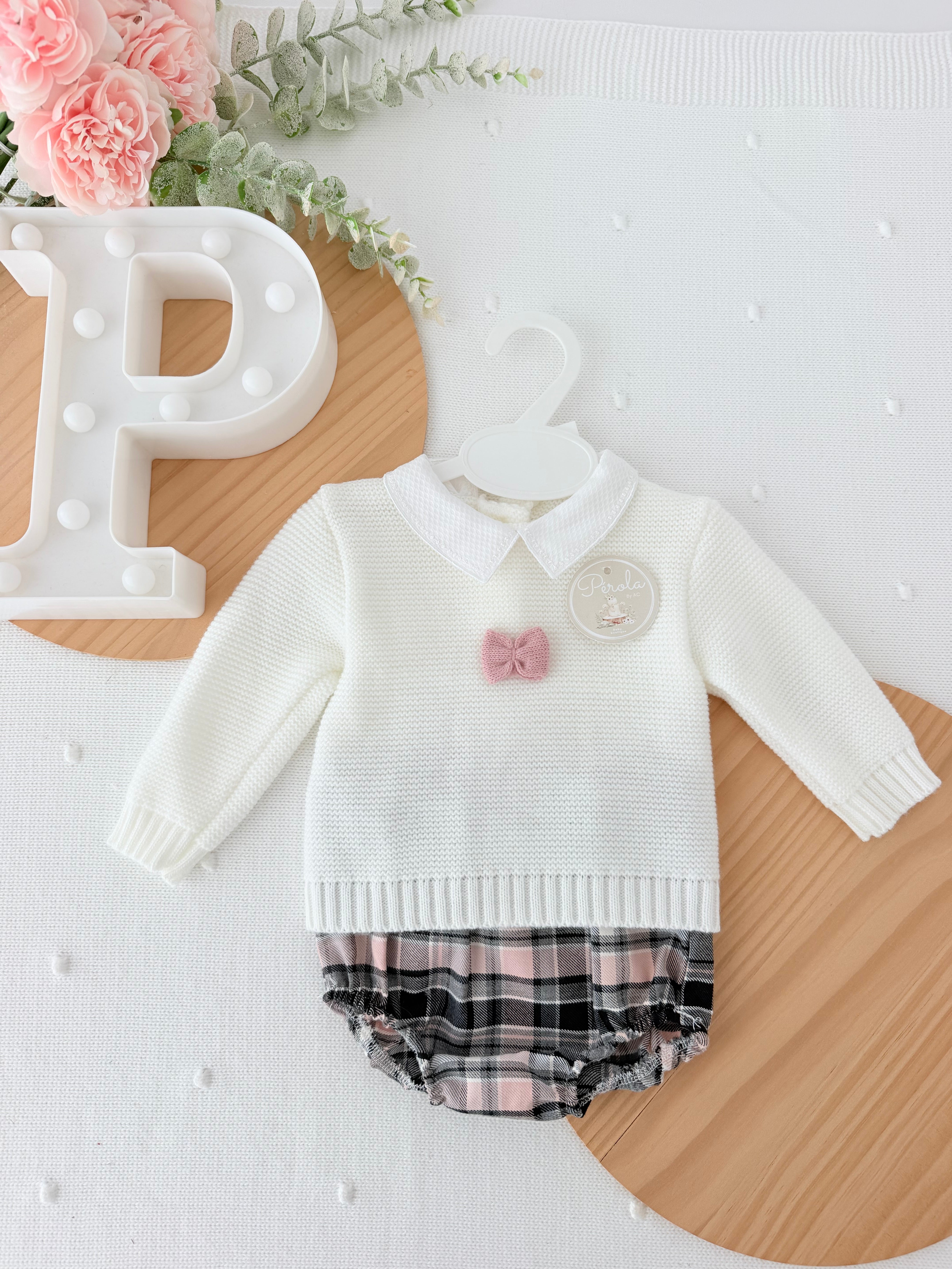 Conjunto rosa: camisola e tapa fraldas 1/3M