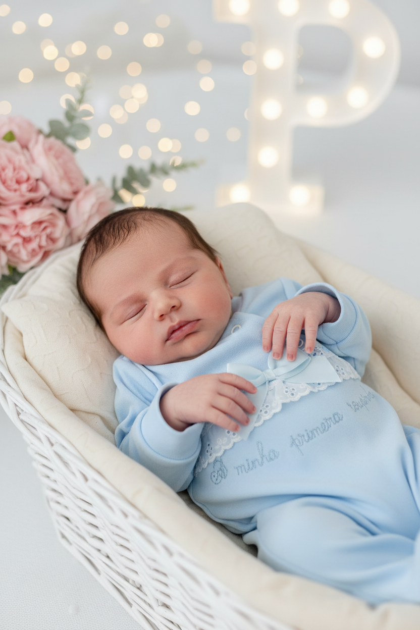 Conjunto primeira roupinha algodão tema renda- oferta carapins