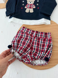 Conjunto ursinho xadrez: calções e camisola