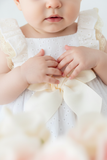 Conjunto cerimónia pérola: vestido e tapa fraldas