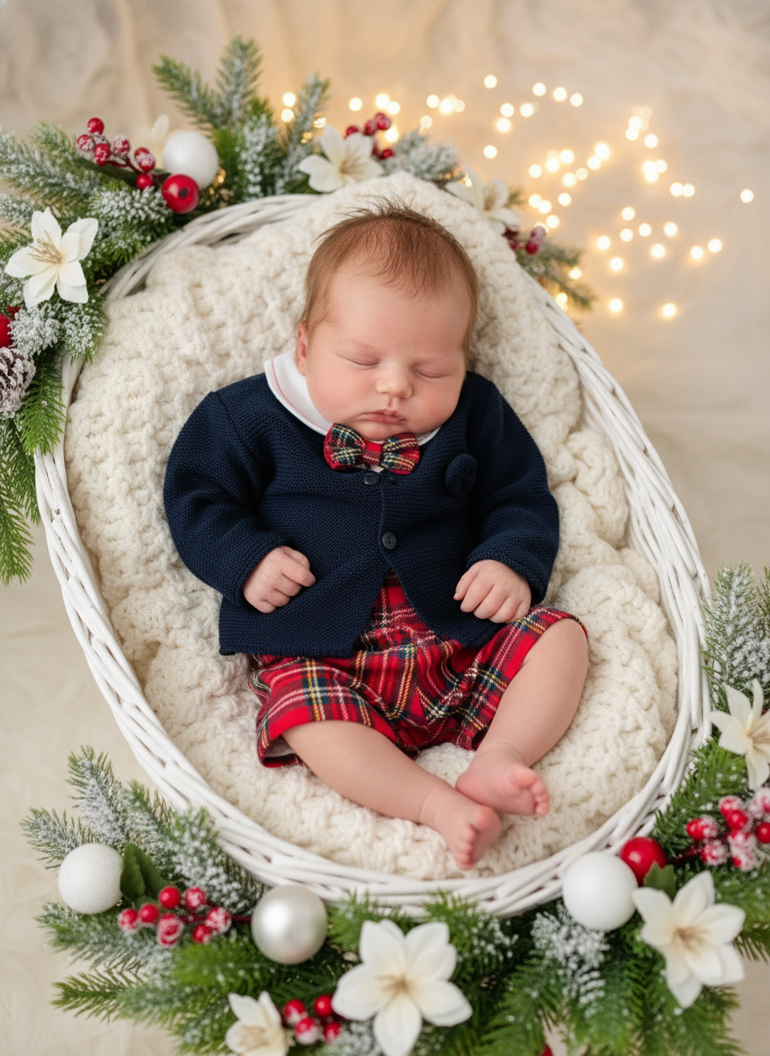 Conjunto xadrez vermelho menino Natal: calções, camisa em flanela e laço xadrez 2.0