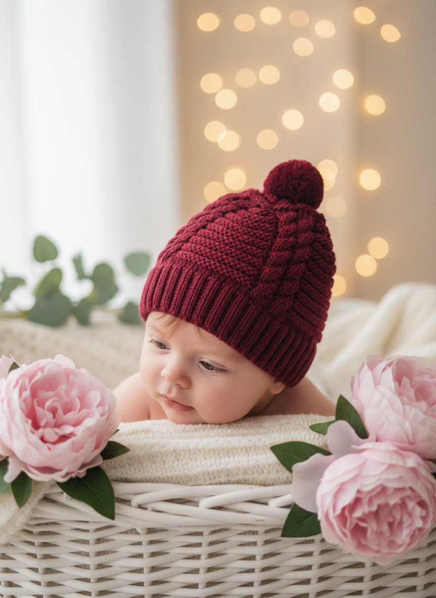 Gorro em malha com pompom