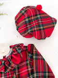 Conjunto Menina Tartan Vermelho - Vestido e Bóina