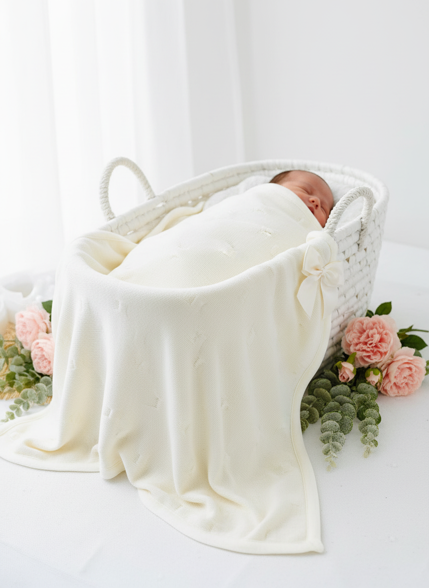 Manta dupla (malha e tecido polar) com laço