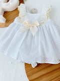 Conjunto cerimónia pérola: vestido e tapa fraldas