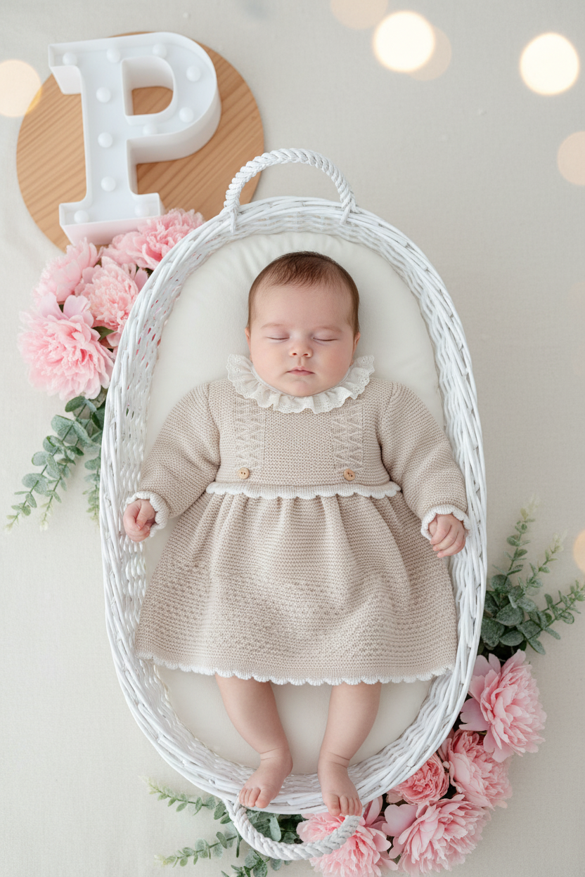 Vestido e touca bege - Outono Inverno