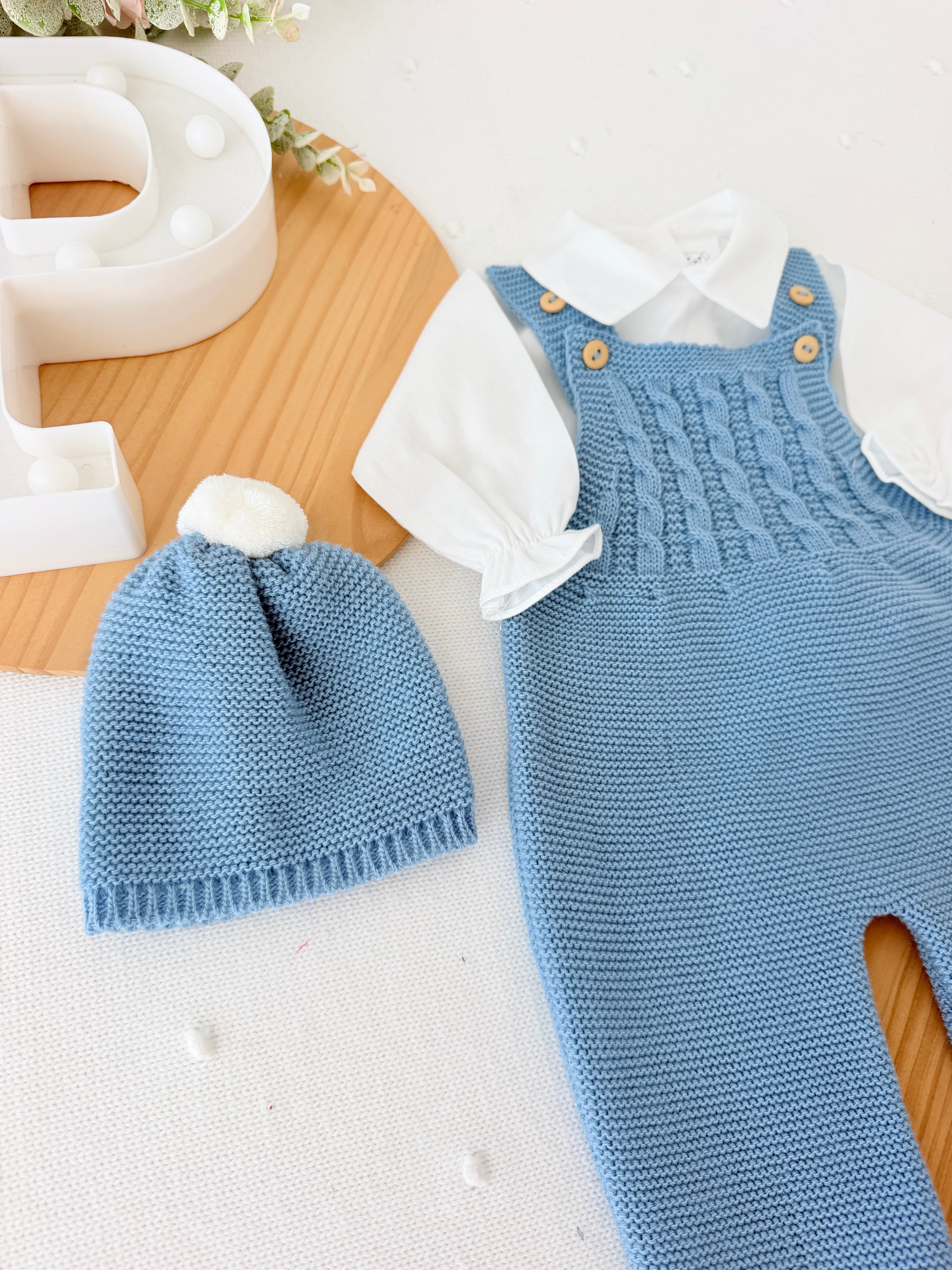 Saída maternidade menino azul cobalto  : 3 peças Outono/Inverno