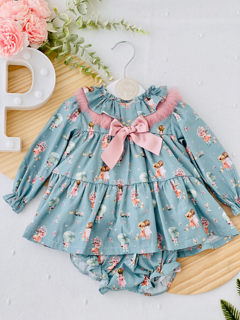 Conjunto bonequinha: vestido e tapa fraldas