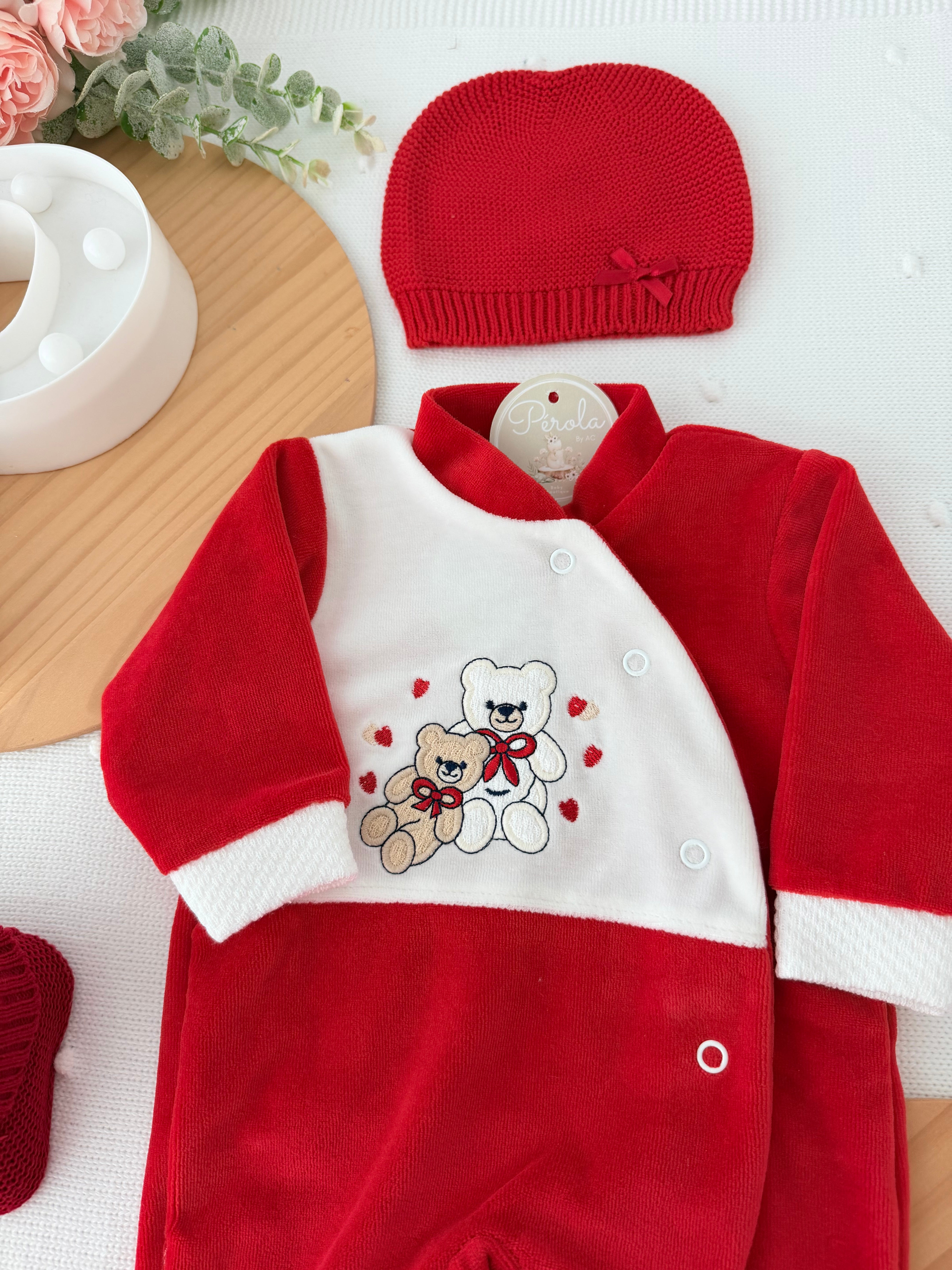 Babygrow corações em veludo