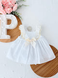 Conjunto cerimónia pérola: vestido e tapa fraldas