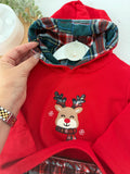 Conjunto Renas menina: camisola com capuz e saia/tapa fraldas