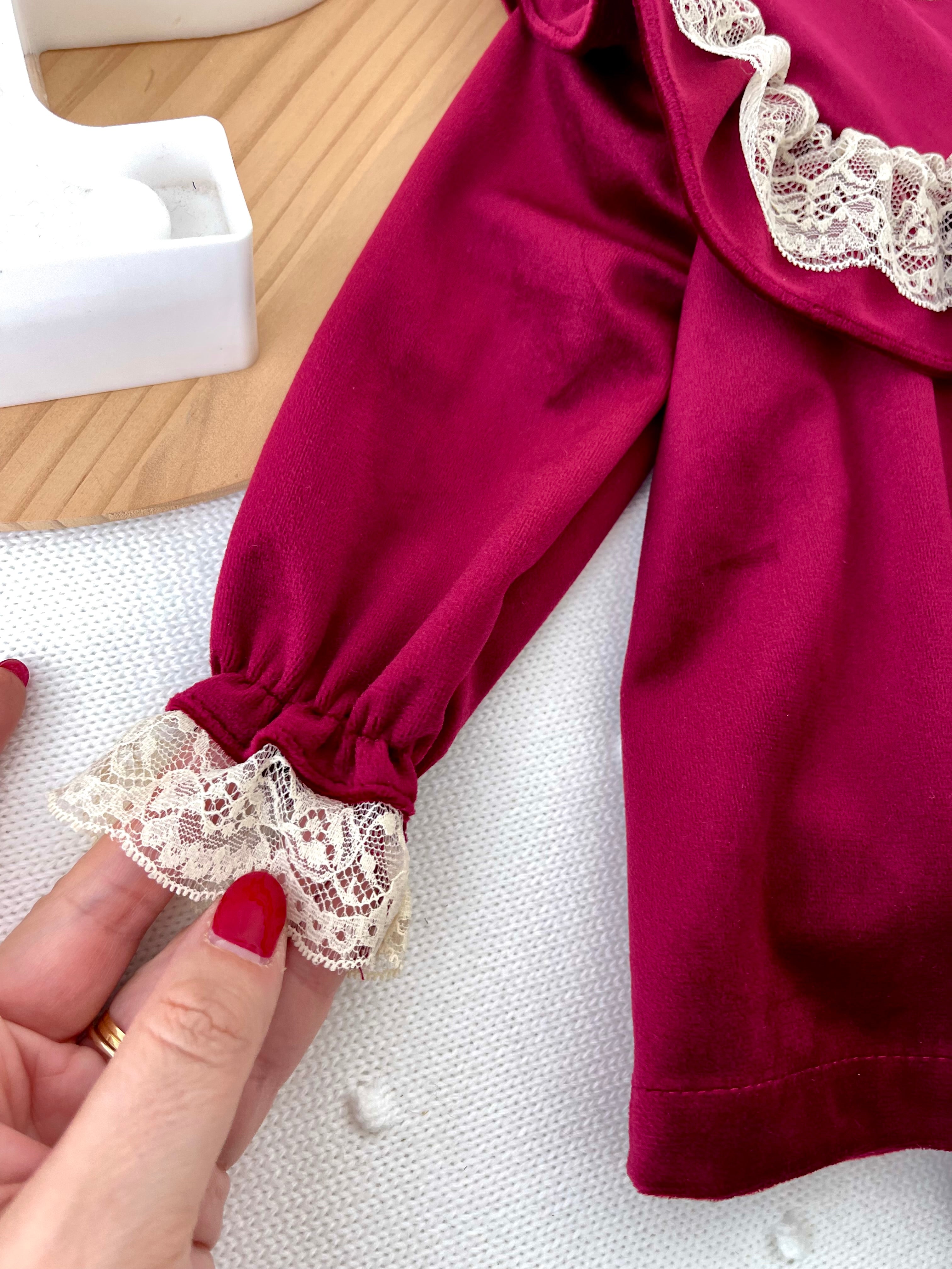 Vestido e tapa fraldas em veludo coleção premium