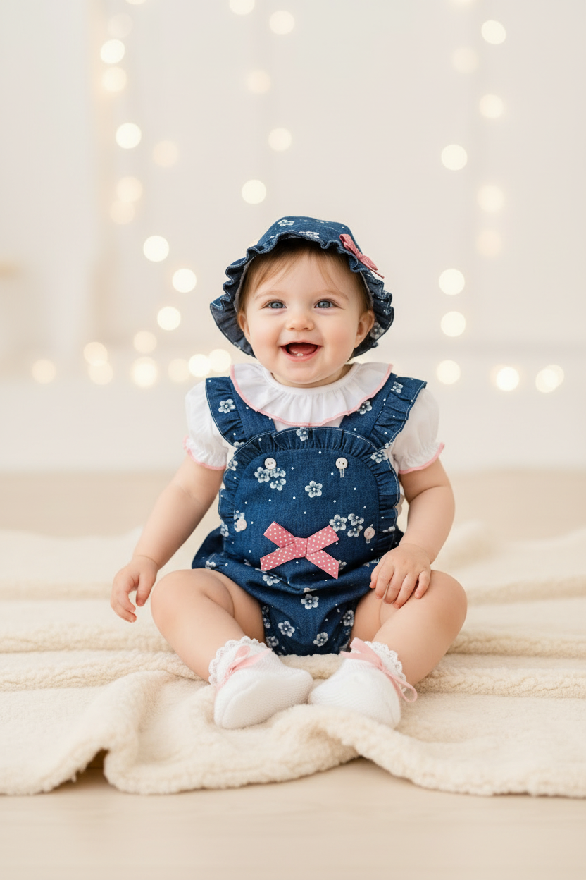 Conjunto ganga: fofo, blusa e chapéu bebé