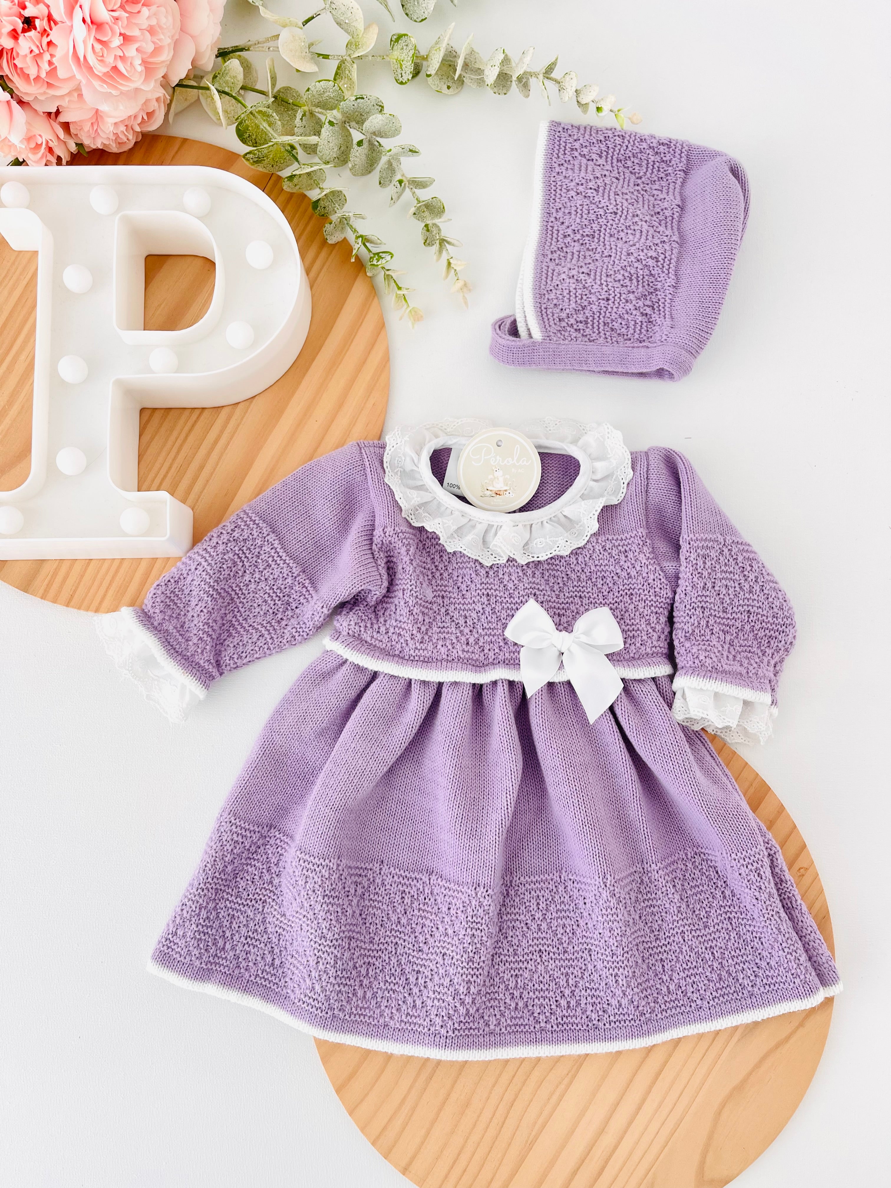 Vestido e touca Lilás  -Outono Inverno