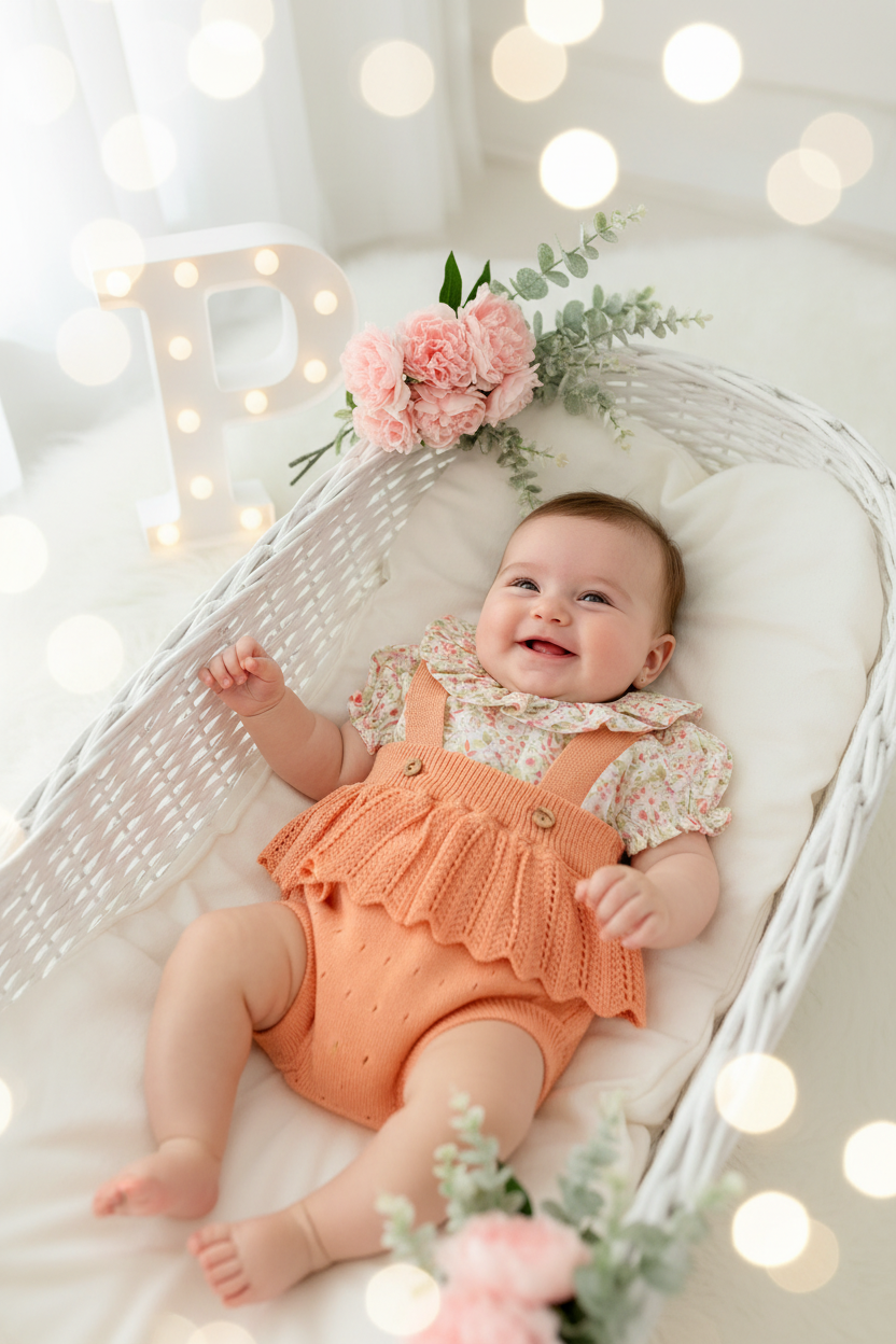 Fofo e blusa tema flores laranja 3-12M
