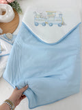 Conjunto enxoval menino- tema comboio 4 peças