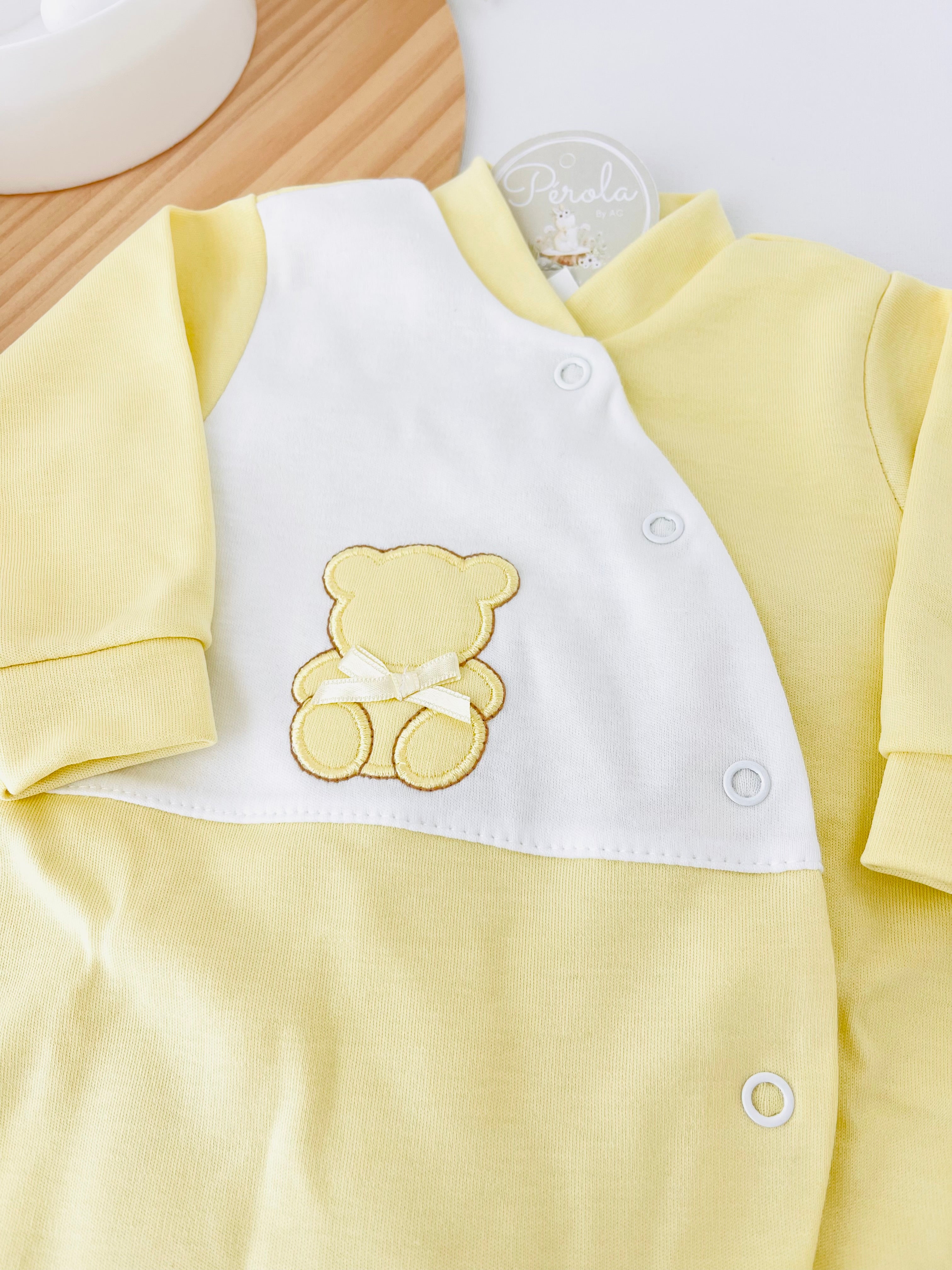Babygrow amarelo unissexo em algodão