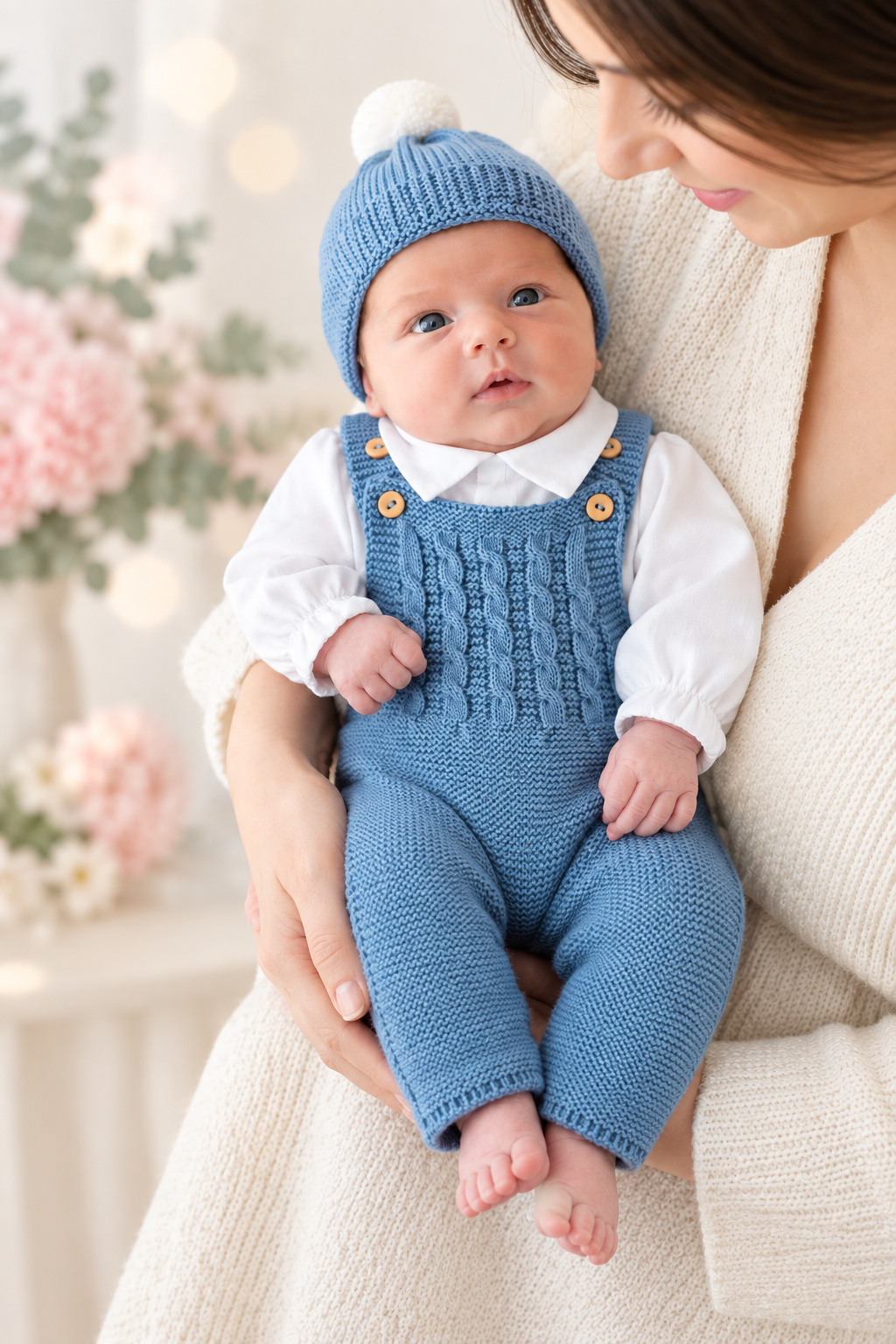 Saída maternidade menino azul cobalto  : 3 peças Outono/Inverno