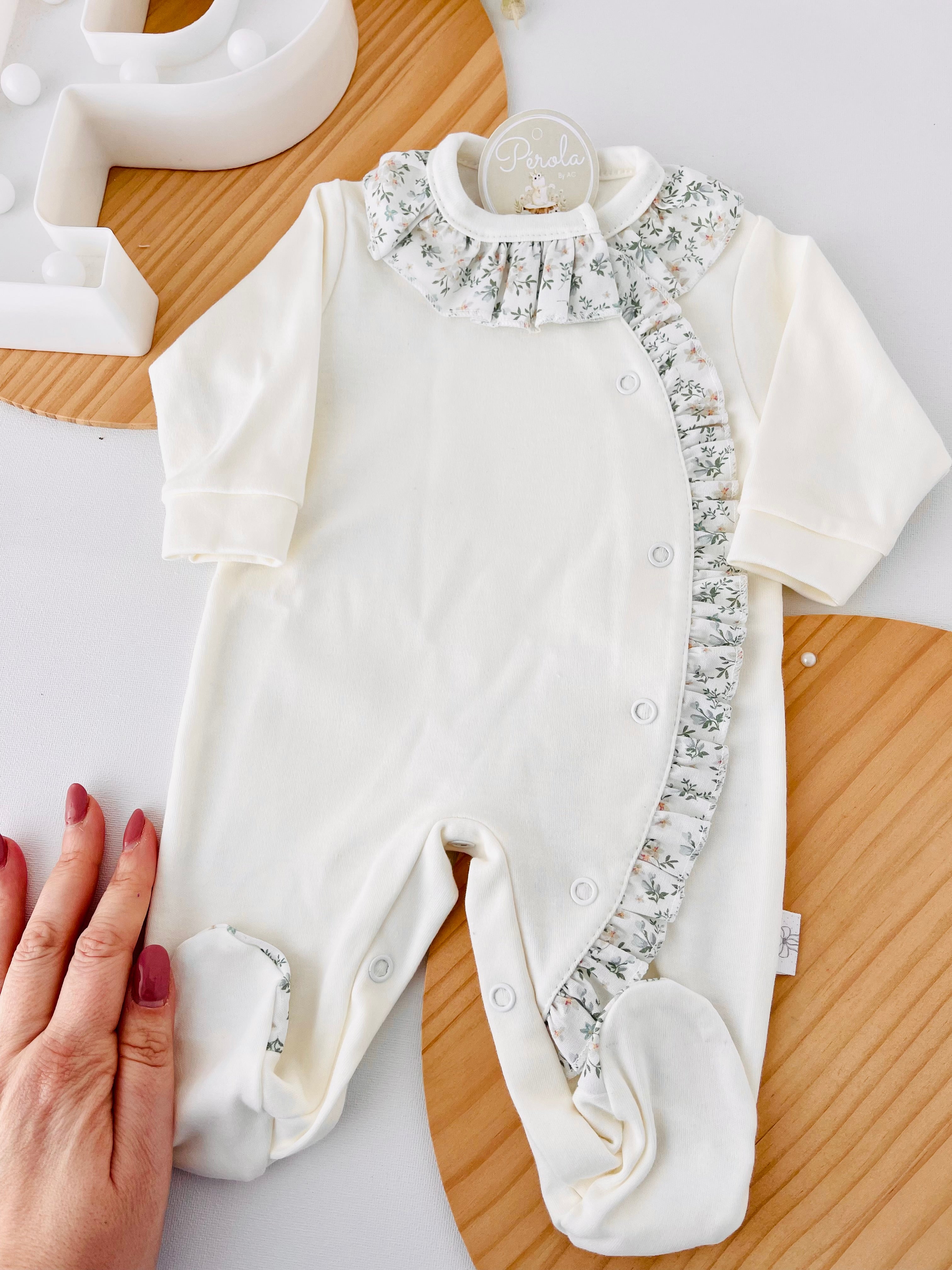 Babygrow tema flores em algodão