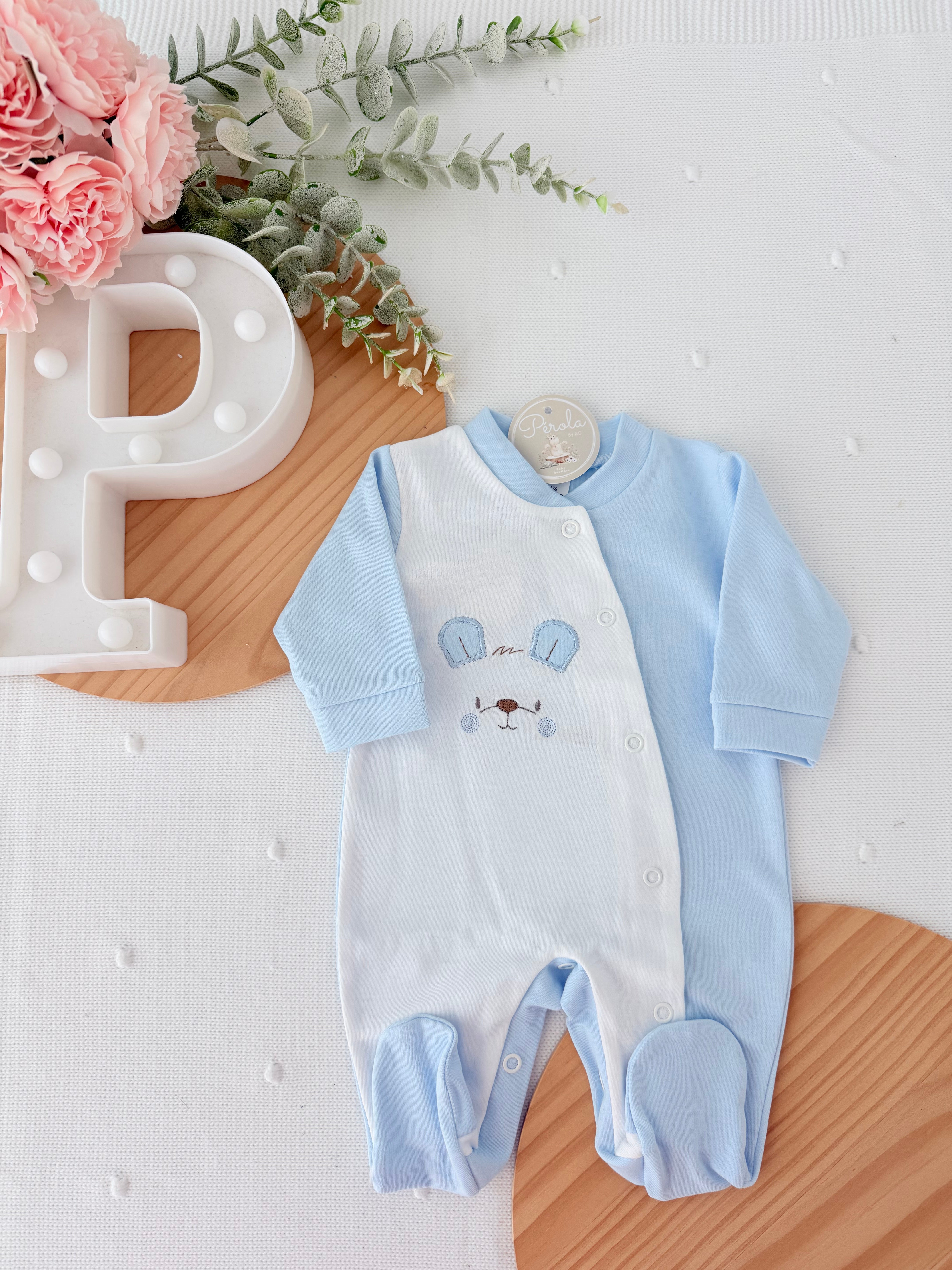 Babygrow tema orelhinhas algodão