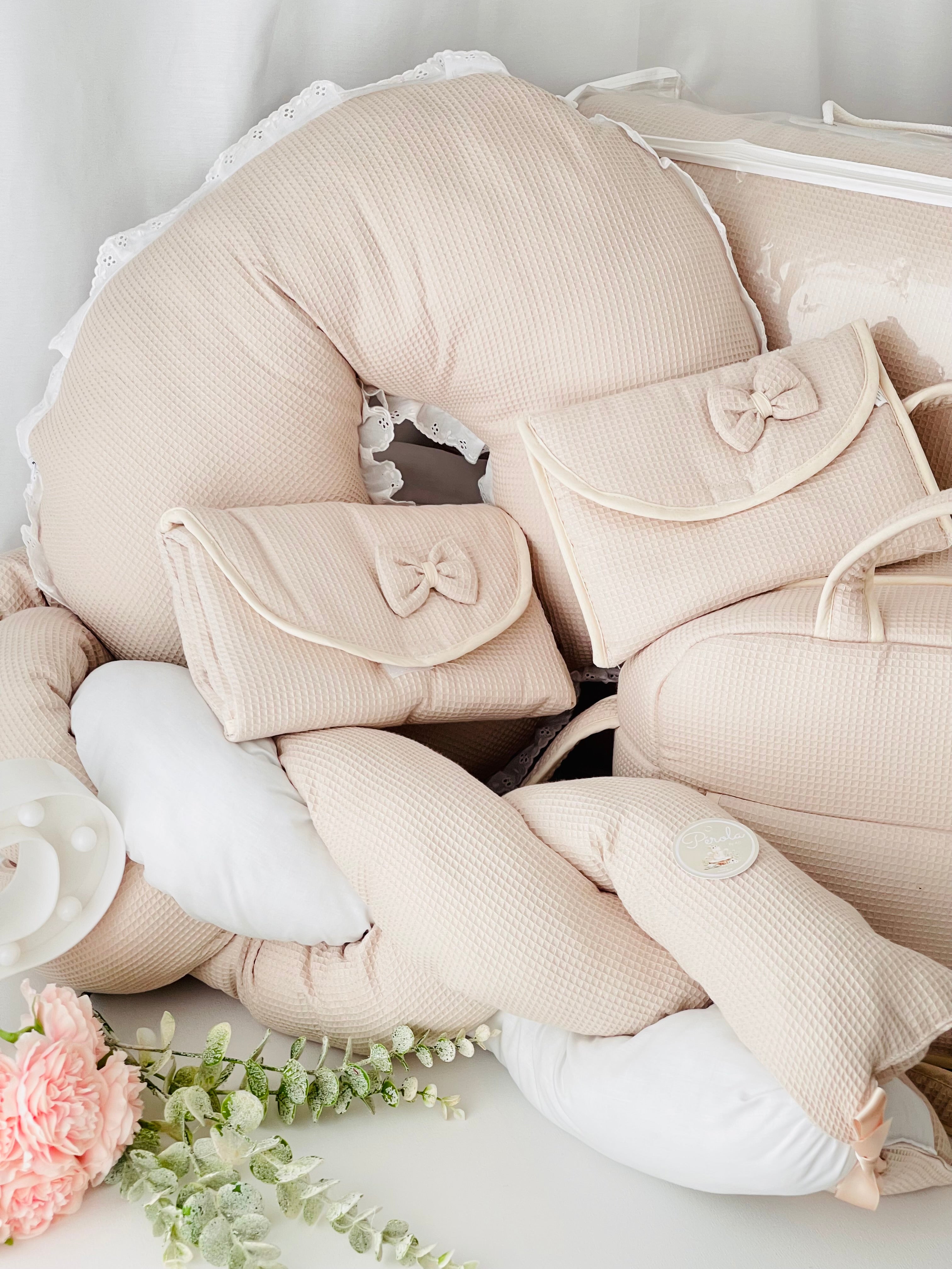 Conjunto Edredon para cama de grades: almofada, edredon e proteção lateral