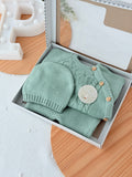 Conjunto malha 100% algodão: camisola, calças e gorro