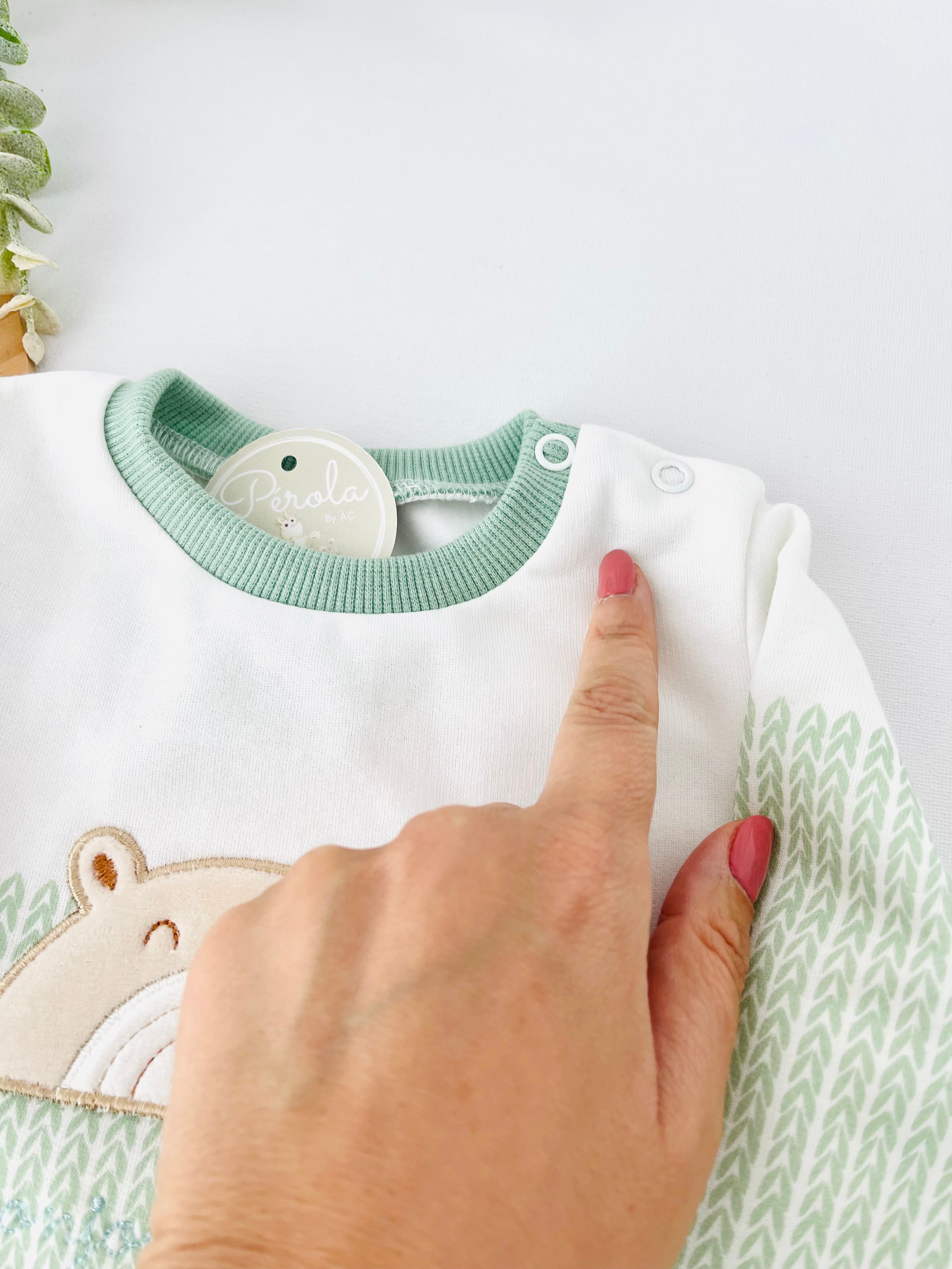 Fato de treino ursinho com efeito camisa- com carda (3-18m)