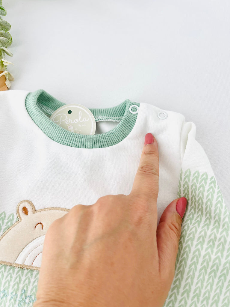 Fato de treino ursinho com efeito camisa- com carda (3-18m)