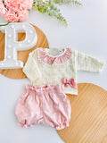 Conjunto rosa: Camisola e calções - Primavera Verão