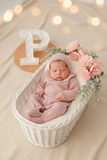 Babygrow e touca Rosa Velho em malha Outono Inverno