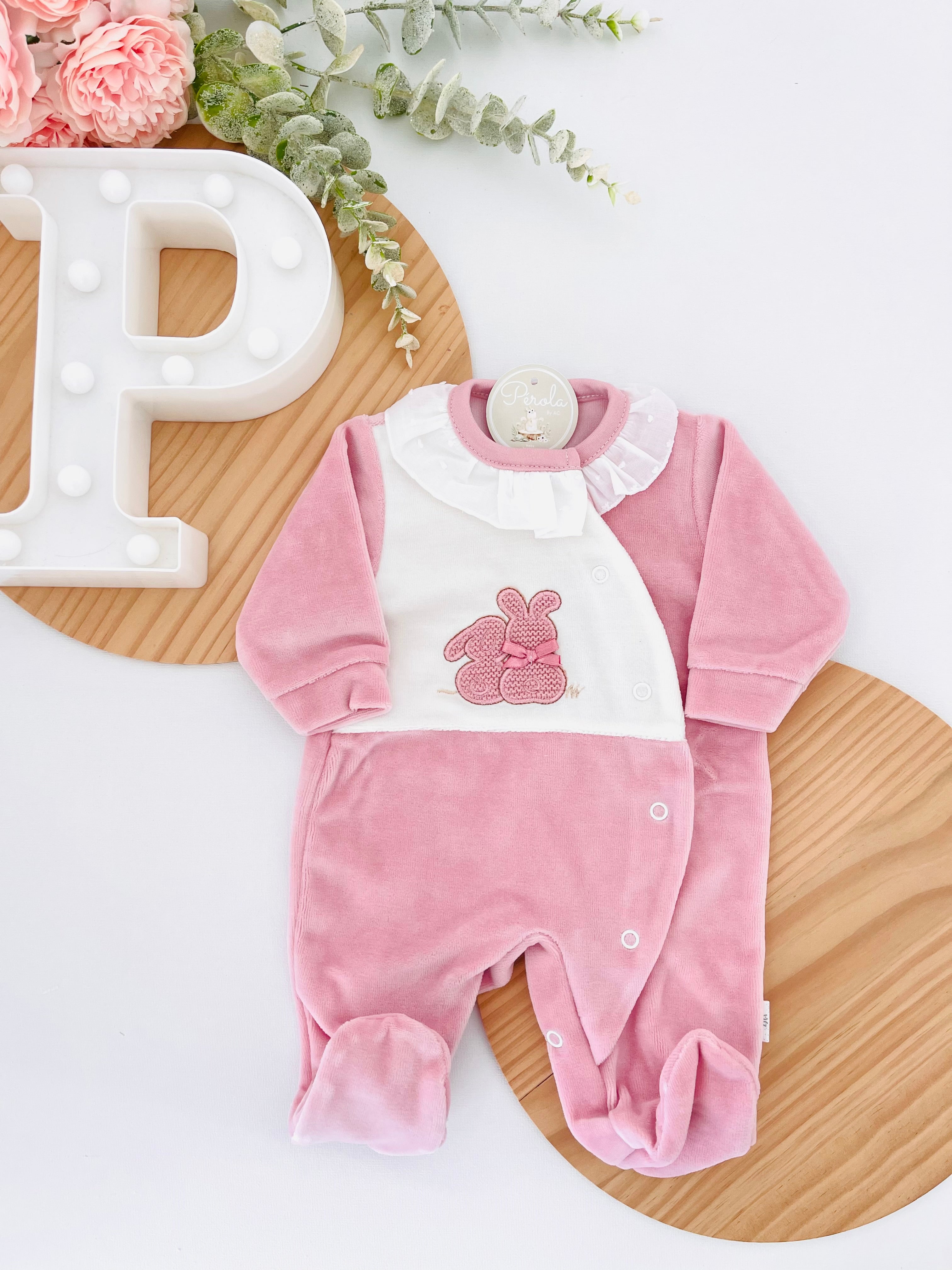 Babygrow tema coelhinhos em malha