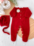 Saída de maternidade vermelho: Babygrow e touca
