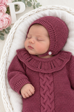 Babygrow e touca em beringela- saída de maternidade