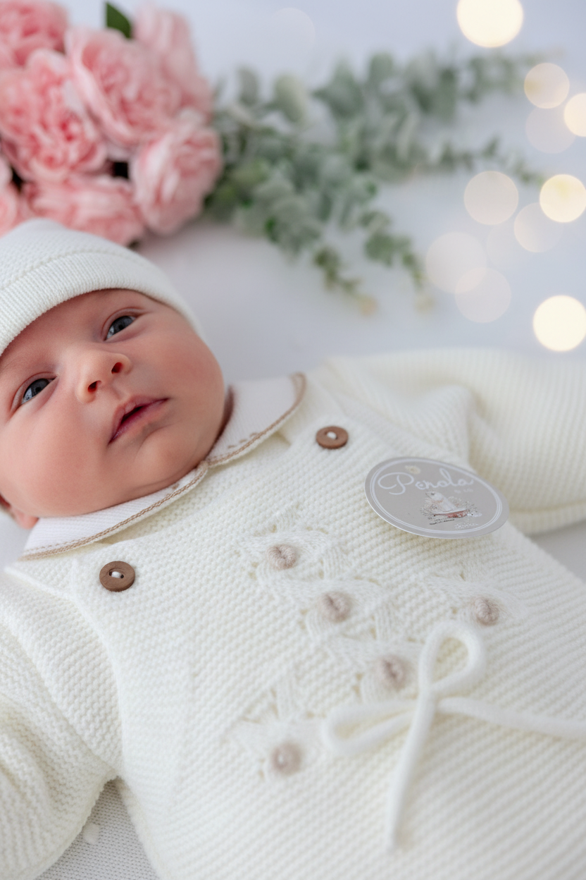 Saídas de maternidade: jardineiras, camisola e gorro outono inverno