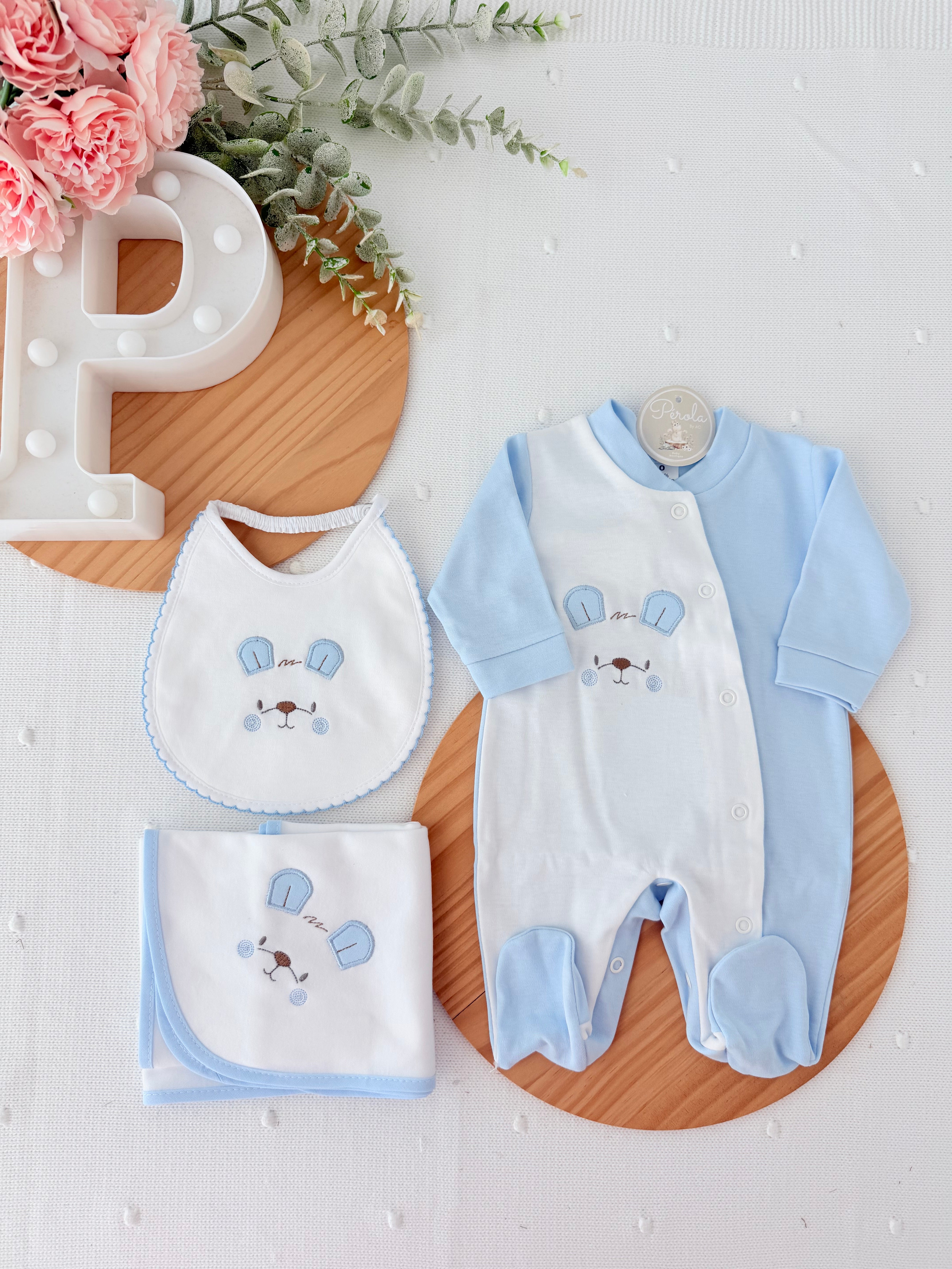 Babygrow tema orelhinhas algodão